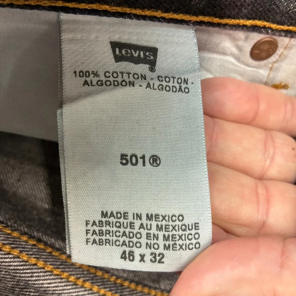 Y2K 90s Levis 501 Original Straight Leg Jeans Mens 46x32 Dark Wash Button Fly